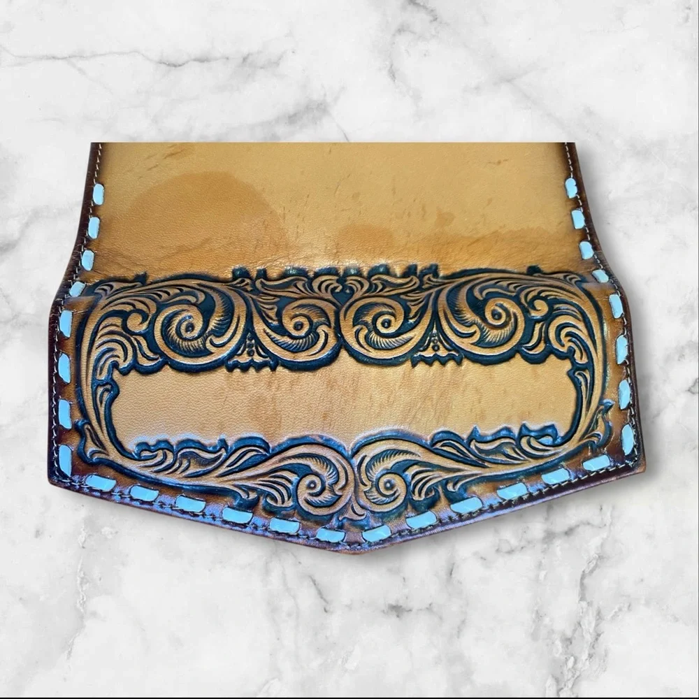 Leather billfold with check and pen spot